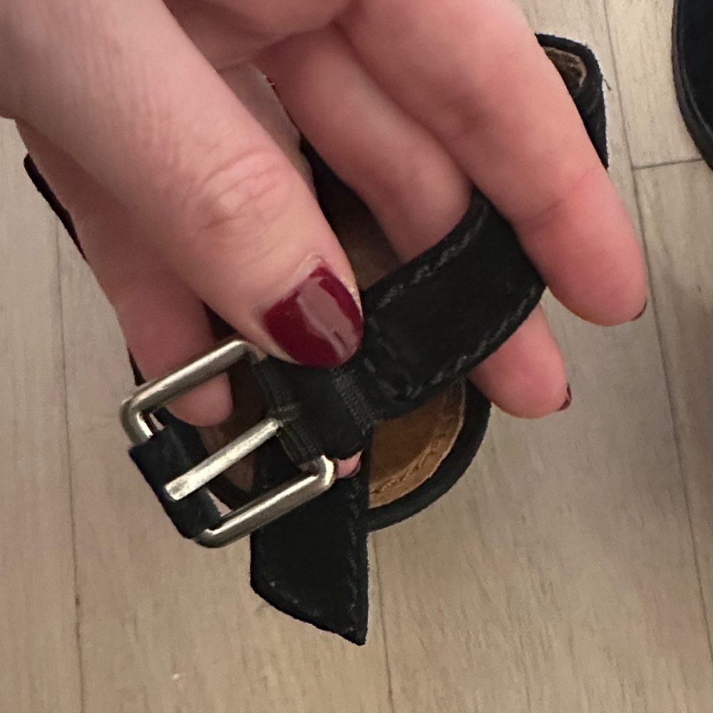 Suede Frye open toe black heels - Picture 4 of 5